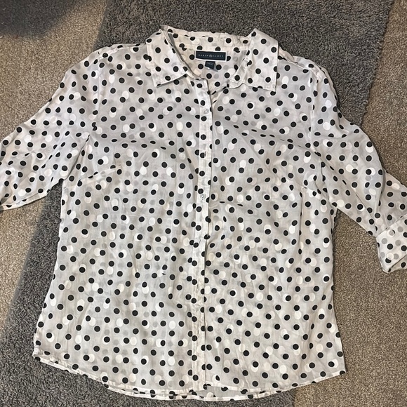 Black and White Polka Dot Blouse - Picture 1 of 4